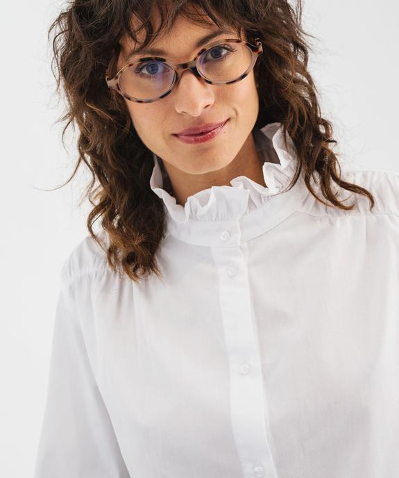 Chemise en voile de coton à col volanté et manches blousantes femme - GEMO(FEMME PAP) Chemise en voile de coton à col volanté et manches blousantes femme vue2 - GEMO(FEMME PAP) - GEMO