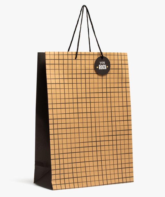 Pochette cadeau à carreaux en papier recyclé vue1 - GEMO (ACCESS) - GEMO