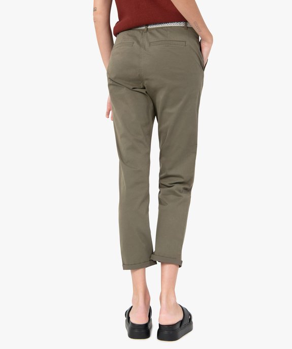 Pantalon femme en toile avec ceinture tissée vue3 - GEMO(FEMME PAP) - GEMO