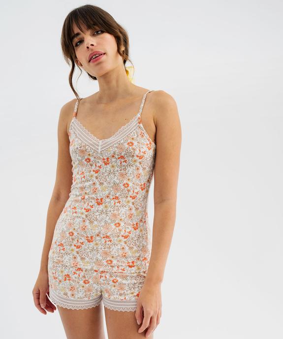 Short de pyjama en maille fluide avec bas en dentelle femme vue4 - GEMO 4G FEMME - GEMO