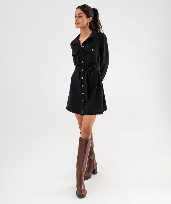 Robe chemise manches longues esprit saharienne femme vue1 - GEMO(FEMME PAP) - GEMO