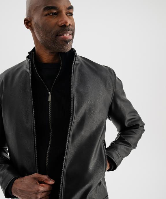 Blouson en cuir imitation fermeture zippée homme vue3 - GEMO (HOMME) - GEMO