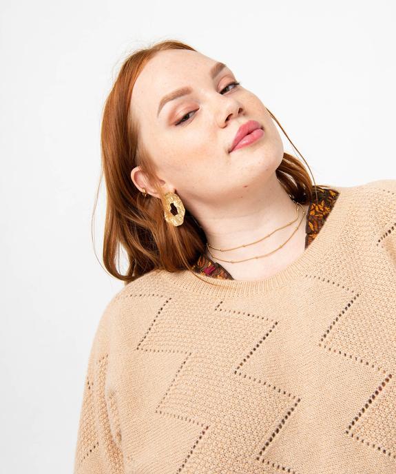 Pull pailleté à motifs zigzag et manches chauve-souris femme grande taille vue2 - GEMO (G TAILLE) - GEMO