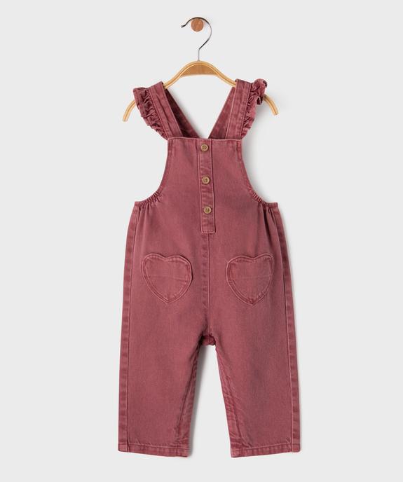 Salopette en jean colorée avec entrejambe zippé bébé fille vue1 - GEMO 4G BEBE - GEMO
