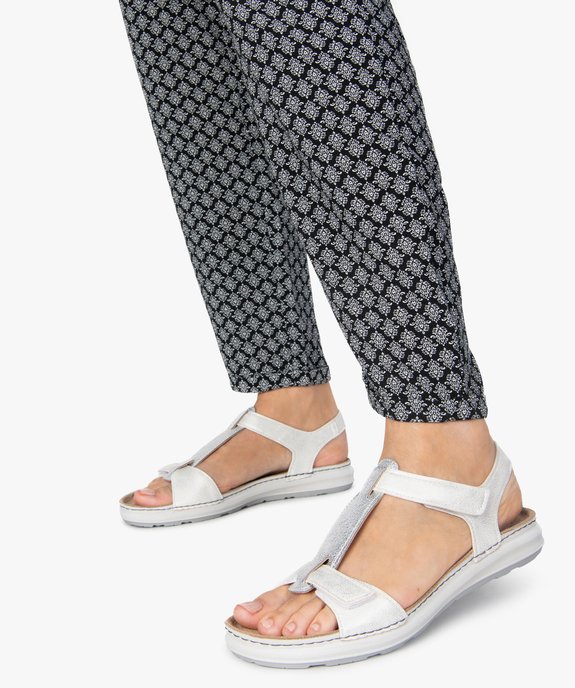 Sandales femme confort brillantes à scratch vue1 - GEMO (CONFORT) - GEMO