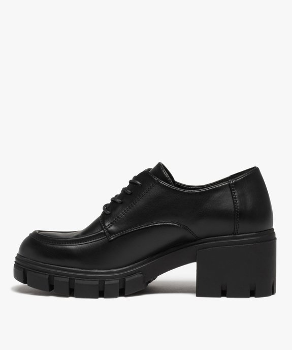 Derbies femme à talon large et semelle crantée vue3 - GEMO(URBAIN) - GEMO