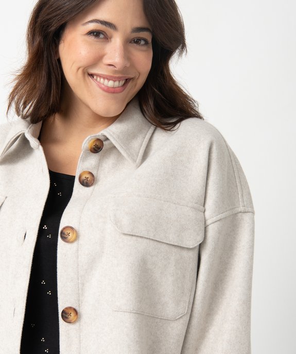 Veste femme grande taille mi-longue en maille douce vue2 - GEMO (G TAILLE) - GEMO