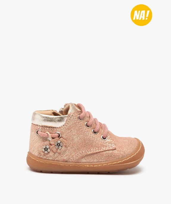 Chaussures premiers pas bébé fille dessus cuir – NA! vue2 - NA! - GEMO