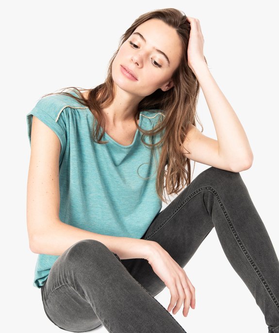 Tee-shirt femme pailleté fluide à taille élastiquée vue1 - GEMO(FEMME PAP) - GEMO
