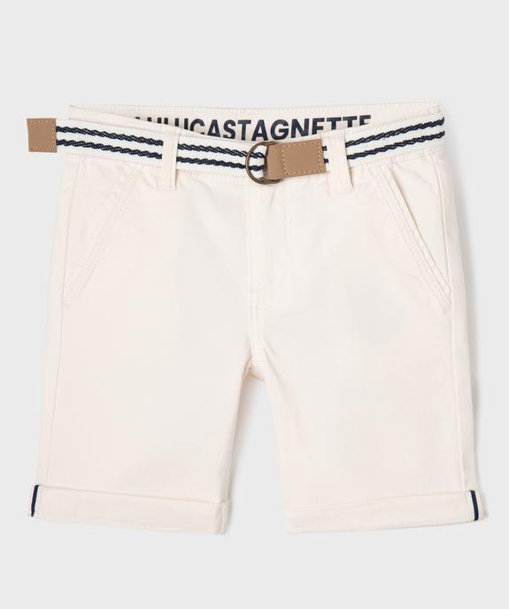 Bermuda en coton stretch avec ceinture garçon - LuluCastagnette vue1 - LULUCASTAGNETTE - GEMO