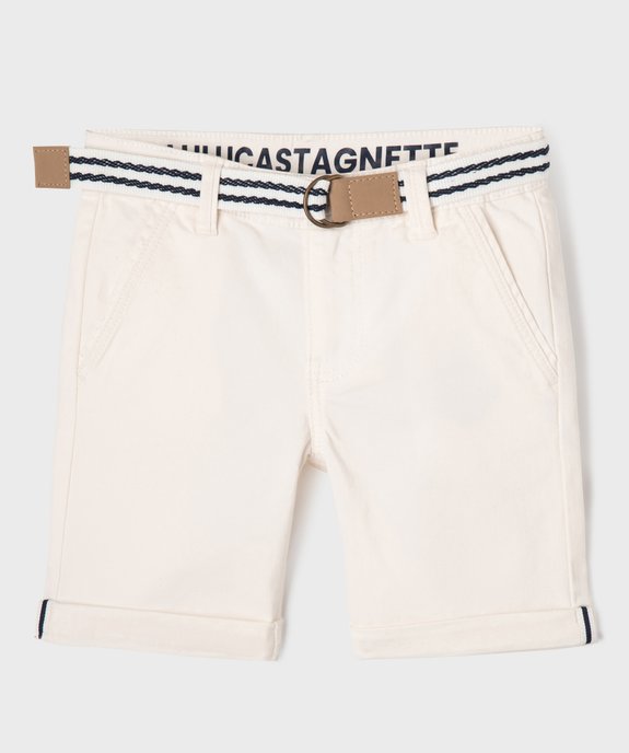 Bermuda en coton stretch avec ceinture garçon - LuluCastagnette vue1 - LULUCASTAGNETTE - GEMO