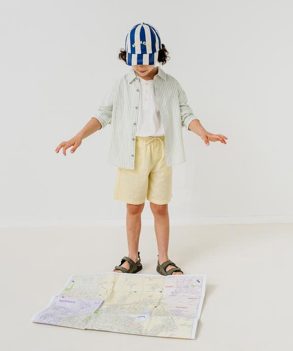 Tee-shirt uni col tunisien enfant garçon vue5 - GEMO 4G GARCON - GEMO