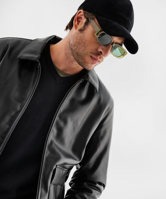 Blouson en cuir imitation à grandes poches plaquées homme vue2 - GEMO (HOMME) - GEMO