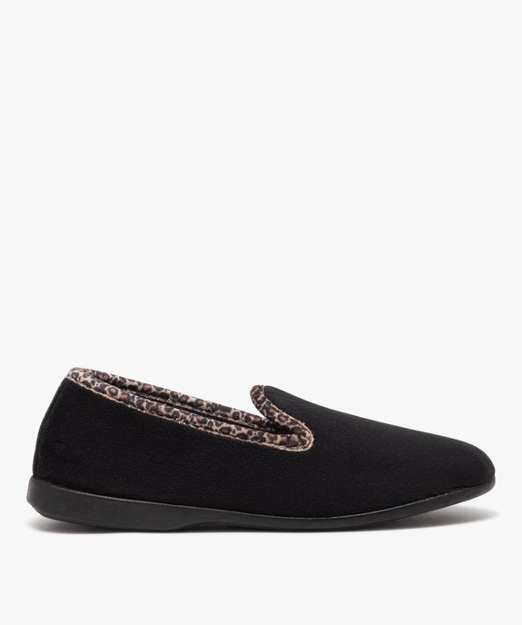 Chaussons femme pantoufles unies à col motif léopard vue1 - GEMO 4G FEMME - GEMO