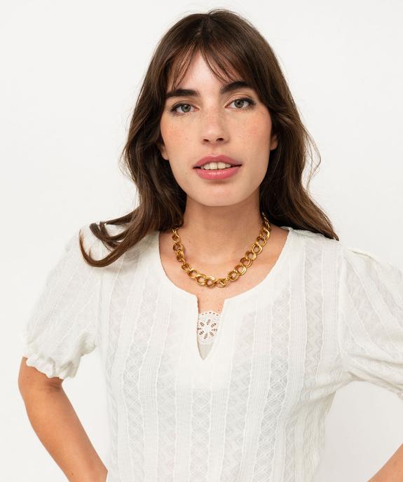 Tee-shirt manches courtes blousant à col fantaisie femme vue5 - GEMO(FEMME PAP) - GEMO