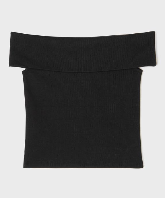 Tee-shirt à col bardot en maille côtelée fille vue3 - GEMO (JUNIOR) - GEMO