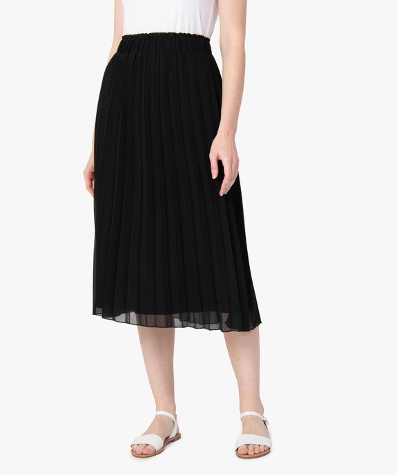 Jupe femme plissée unie avec taille froncée vue1 - GEMO(FEMME PAP) - GEMO