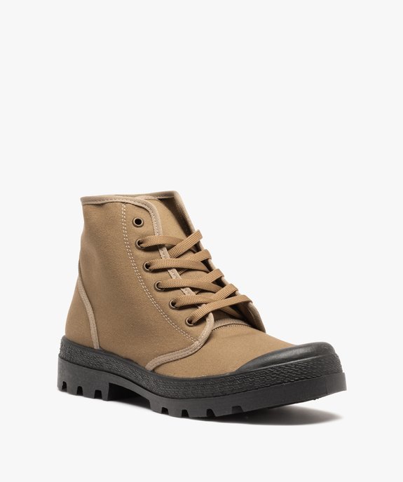 Baskets homme montantes en toile et semelle crantée vue2 - GEMO (CASUAL) - GEMO