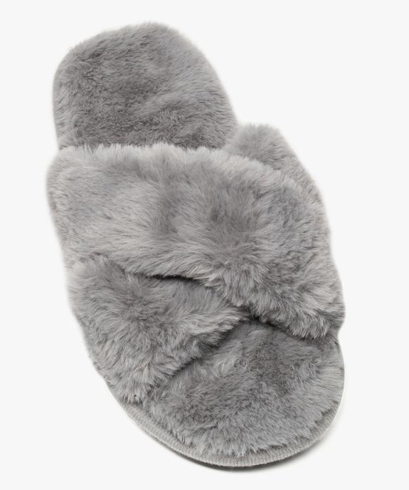 Mules d'intérieur femme en peluche avec brides croisées vue5 - GEMO(HOMWR FEM) - GEMO