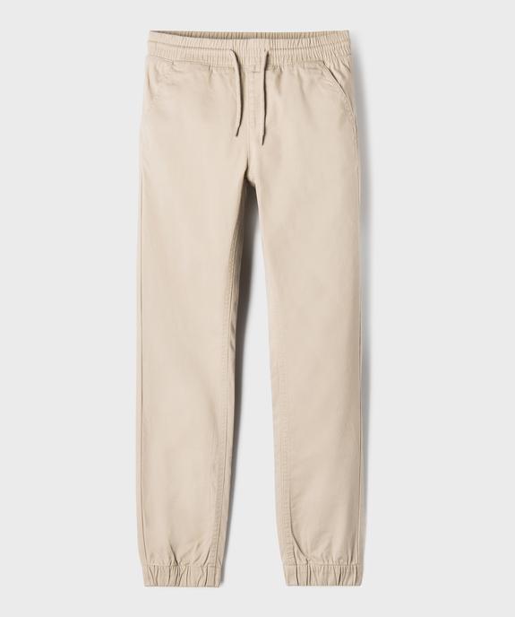 Pantalon jogger en twill de coton stretch à taille élastiquée garçon vue1 - GEMO (JUNIOR) - GEMO