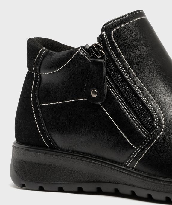 Boots femme confort à double zip avec surpiqûres contrastantes vue12 - G'FLEX GEMO FOR GOOD - GEMO