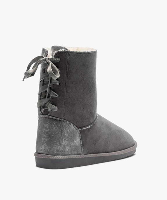 Boots fourrées femme en suédine détails brillants vue4 - GEMO (CASUAL) - GEMO
