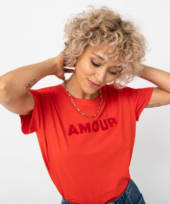 Tee-shirt femme à manches courtes avec message vue2 - GEMO(FEMME PAP) - GEMO