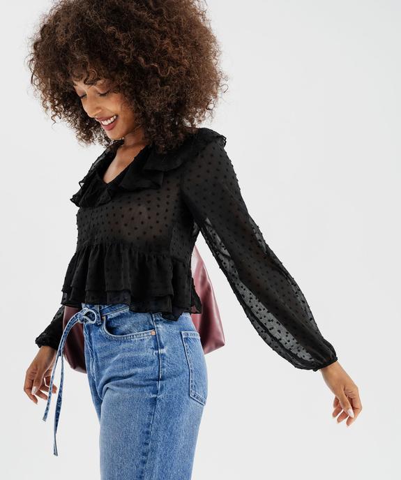 Chemise en voile à motifs plumetis coupe courte femme vue4 - GEMO(FEMME PAP) - GEMO