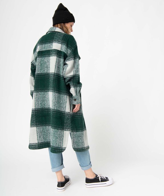 Manteau femme à carreau coupe chemise - Camps United vue3 - CAMPS UNITED - GEMO