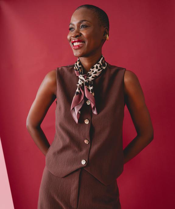 Foulard carré en satin imprimé léopard femme vue3 - GEMO (ACCESS) - GEMO