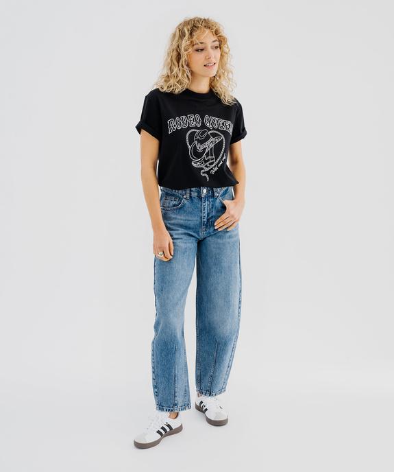 Tee-shirt manches courtes avec motif folk femme vue4 - GEMO(FEMME PAP) - GEMO