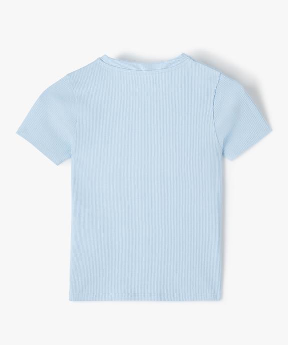 Tee-shirt à manches courtes en maille côtelée fille vue3 - GEMO 4G FILLE - GEMO