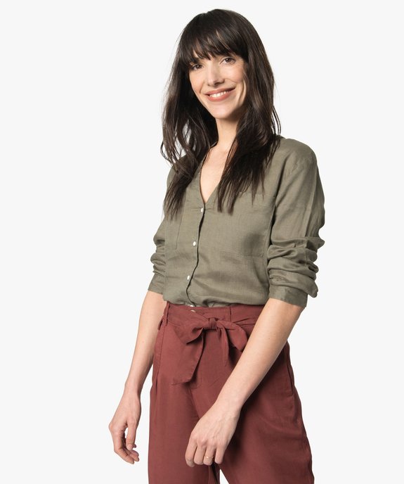 Chemise femme en lin à manches retroussables vue1 - GEMO(FEMME PAP) - GEMO