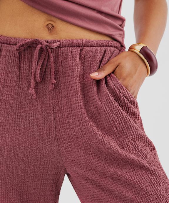 Pantalon ample en matière texturée avec ceinture élastique femme vue2 - GEMO 4G FEMME - GEMO