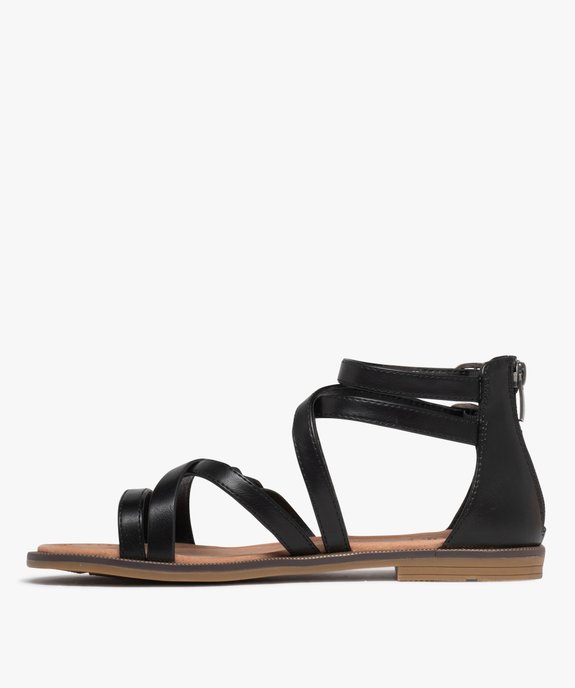 Sandales plates à brides et talon zippé femme - Valentina Baldano vue3 - VALENTINA BALDA - GEMO