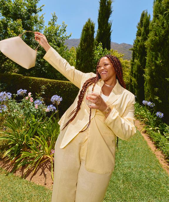 Veste blazer en viscose et lin femme grande taille vue1 - GEMO 4G GT - GEMO