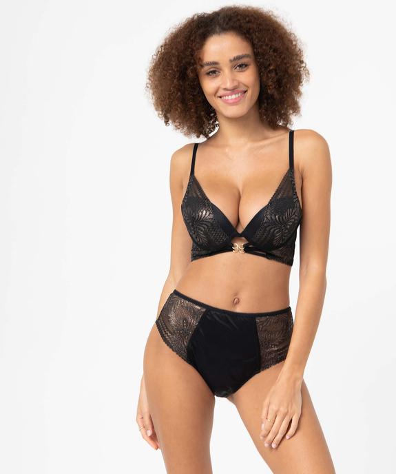 Soutien-gorge push-up en satin et dentelle vue3 - GEMO(HOMWR FEM) - GEMO