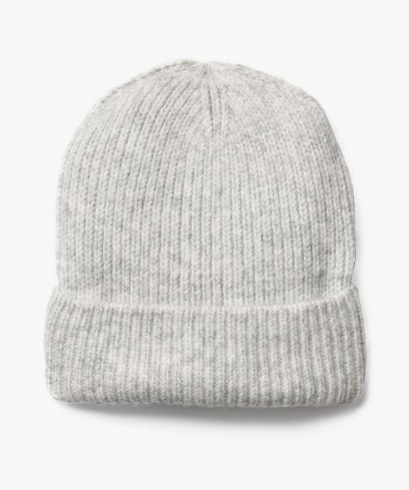 Bonnet en maille côtelée chinée à revers femme vue1 - GEMO (ACCESS) - GEMO