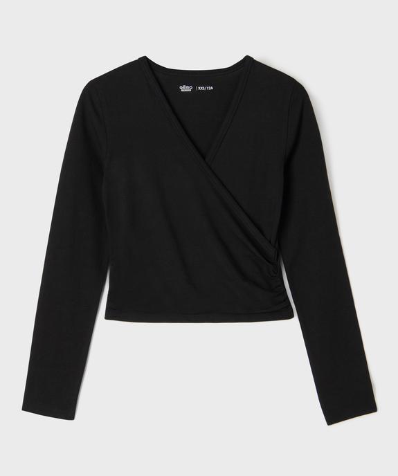 Tee-shirt manches longues cache-cœur fille vue1 - GEMO 4G FILLE - GEMO