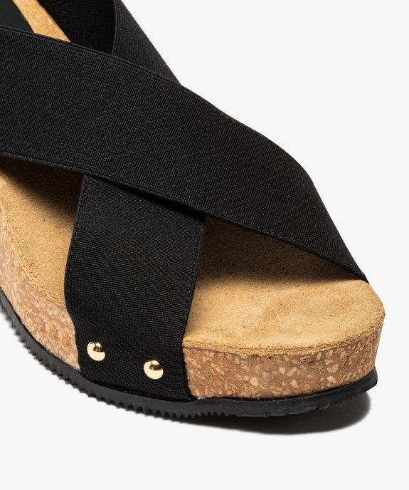 Mules femme à talon compensé et larges brides élastiques vue6 - GEMO(URBAIN) - GEMO