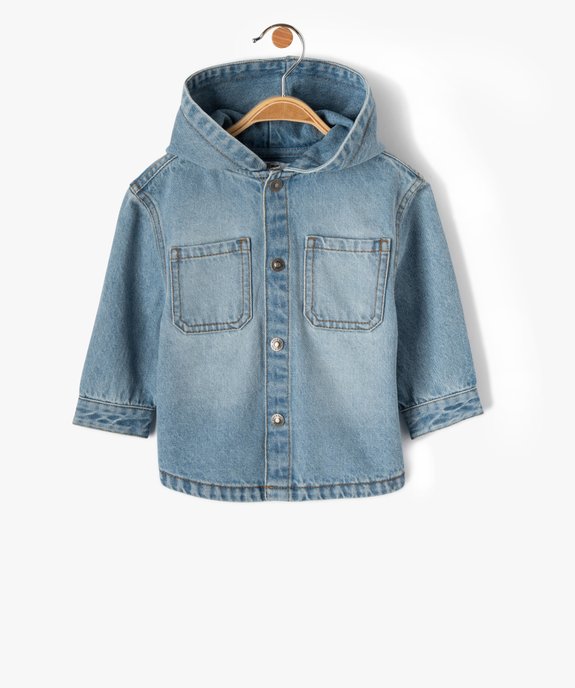 Chemise en jean bébé garçon à capuche et fermeture pressionnée vue1 - GEMO 4G BEBE - GEMO