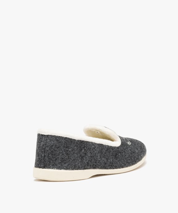 Chaussons femme pantoufles confort en feutrine brodée vue4 - G'FLEX - GEMO