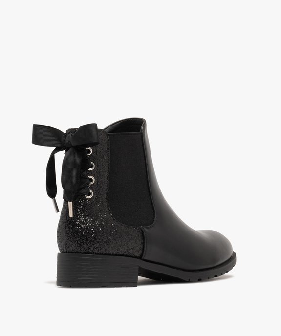 Boots femme Chelsea à détails pailletés avec ruban lacé à l'arrière vue4 - GEMO (CASUAL) - GEMO
