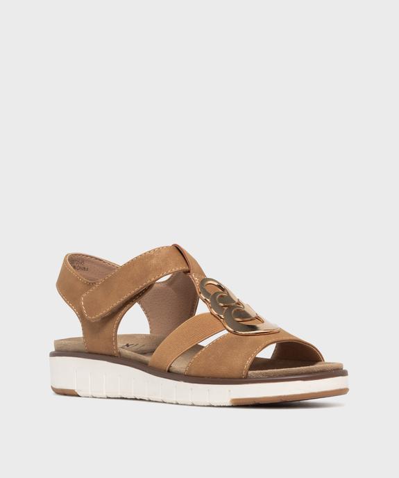 Sandales confort à talon compensé et scratch femme - G'flex vue2 - G'FLEX - GEMO