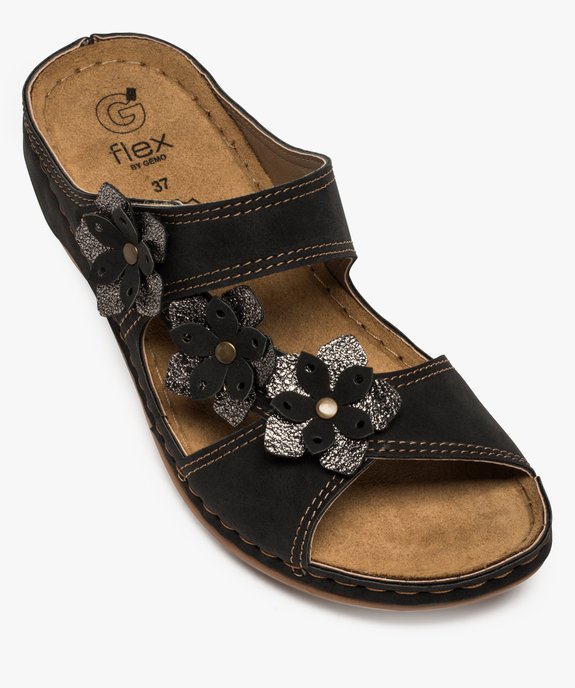 Mules femme confort avec bride à fleurs en relief vue5 - GEMO (CONFORT) - GEMO