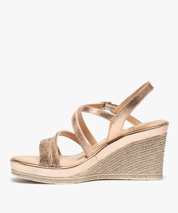 Sandales femme à talon compensé et strass vue3 - GEMO(URBAIN) - GEMO