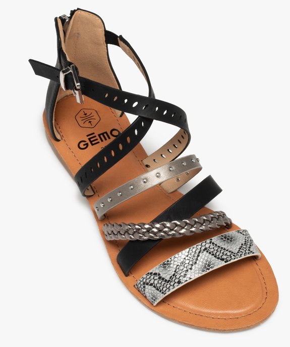 Sandales femme à talon fermé et brides fantaisie vue5 - GEMO (CASUAL) - GEMO