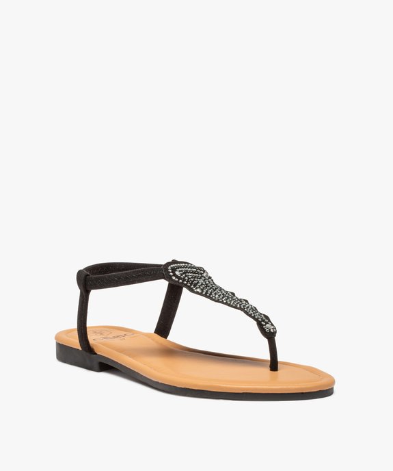 Sandales femme à entre-doigts ornées de strass vue2 - GEMO (CASUAL) - GEMO