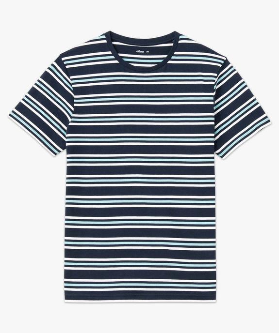 Tee-shirt homme rayé à manches courtes vue4 - GEMO 4G HOMME - GEMO