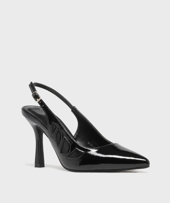 Escarpins slingback vernis à talon fin et détails ajourés - Follow Me vue2 - FOLLOW ME - GEMO